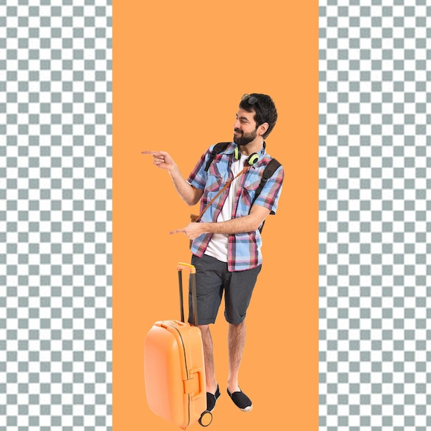 psd man with a suitcase and a suitcase transparent background