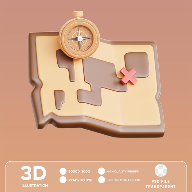 PSD psd map 3d illustration