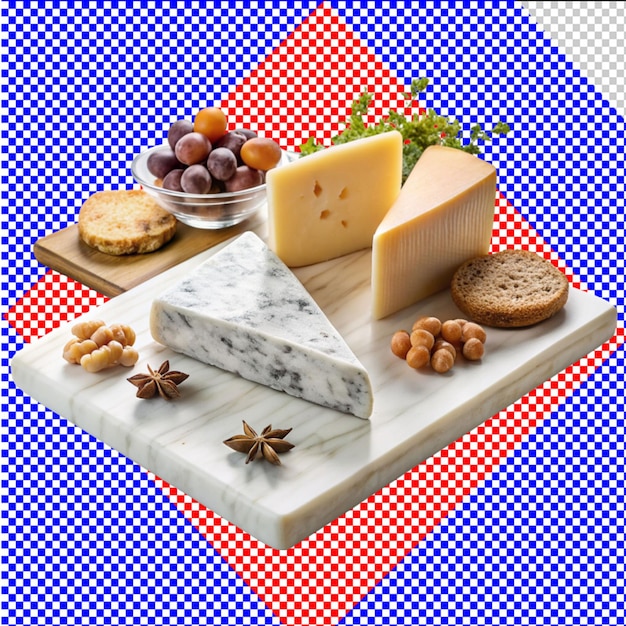 PSD of a marble cheese board on transparent background