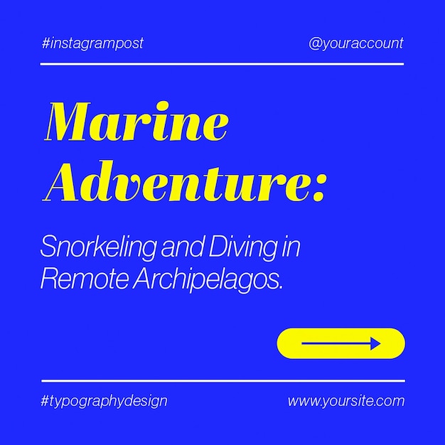 PSD psd marine adventure typography design for social media and instagram post template