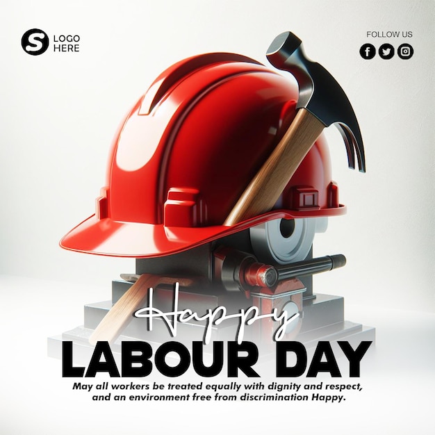 PSD psd may 1st international labor day with happy labour day banner design template