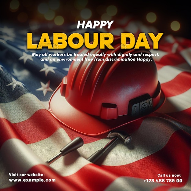 PSD May 1st International Labor Day with happy labour day banner design template