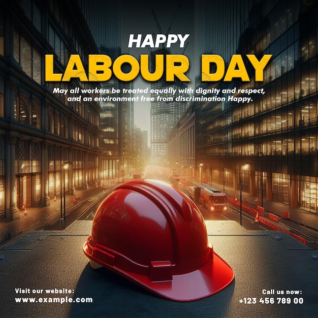 PSD May 1st International Labor Day with happy labour day banner design template