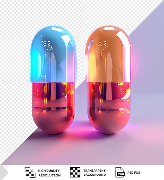 PSD psd medicine capsules 3d rendering isolated on a purple background