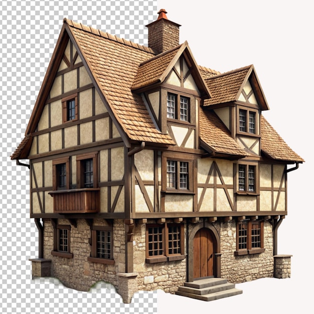 PSD of a medieval house isolated ontransparent background