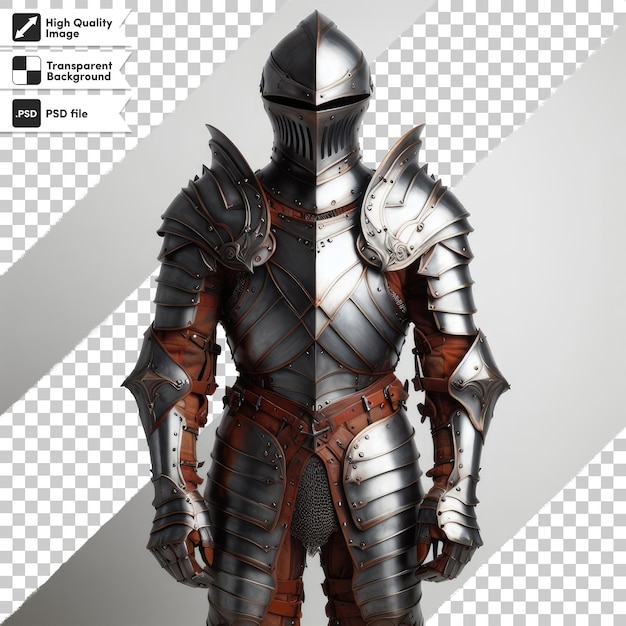 PSD medieval knight in armour on transparent background with editable mask layer