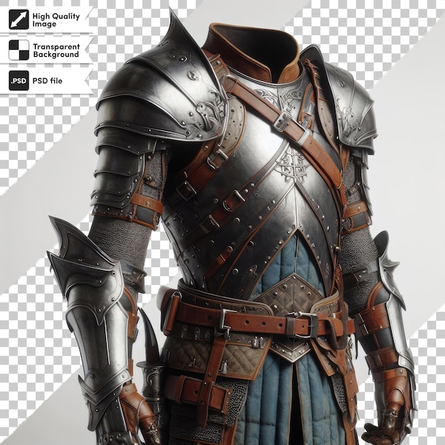 PSD medieval knight in armour on transparent background with editable mask layer