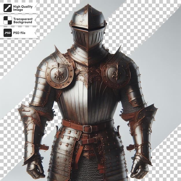 PSD medieval knight in armour on transparent background with editable mask layer