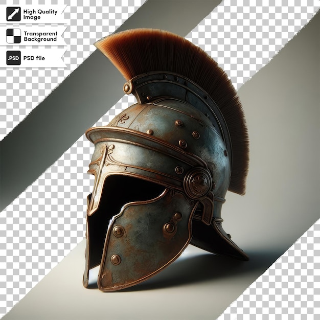 PSD medieval knight greek spartan gladiator helmet on transparent background