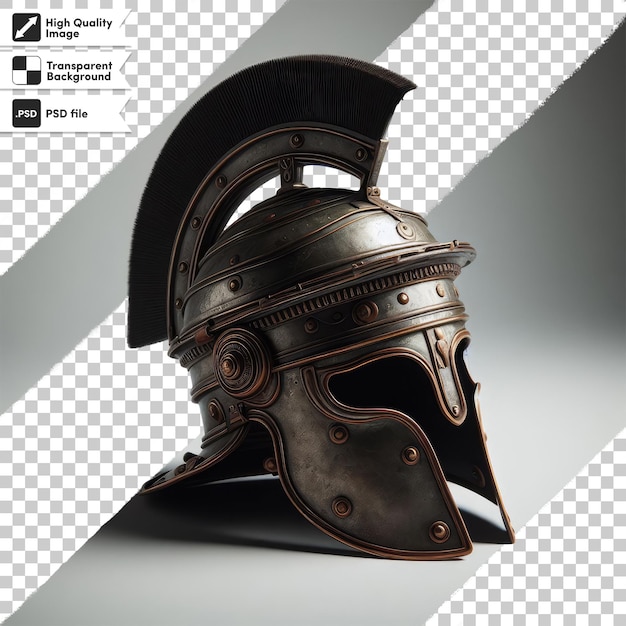 PSD medieval knight greek spartan gladiator helmet on transparent background