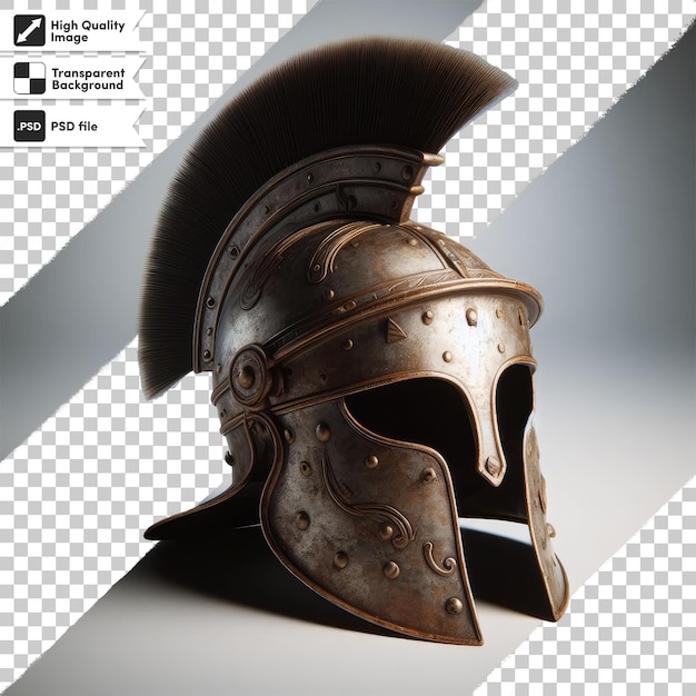 PSD medieval knight greek spartan gladiator helmet on transparent background