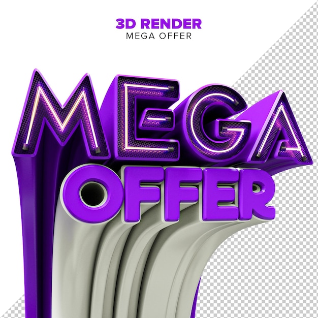 PSD psd mega offer 3d render stamp isolated in transparent background