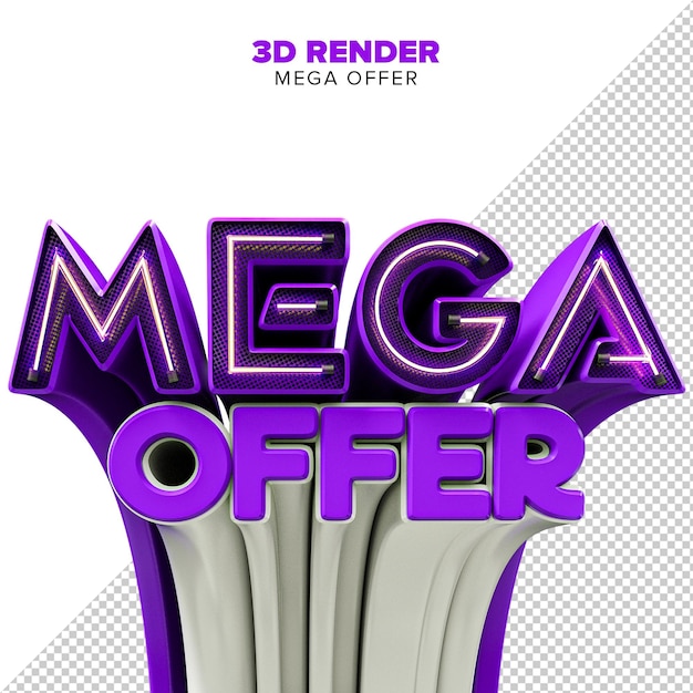 PSD psd mega offer 3d render stamp isolated in transparent background