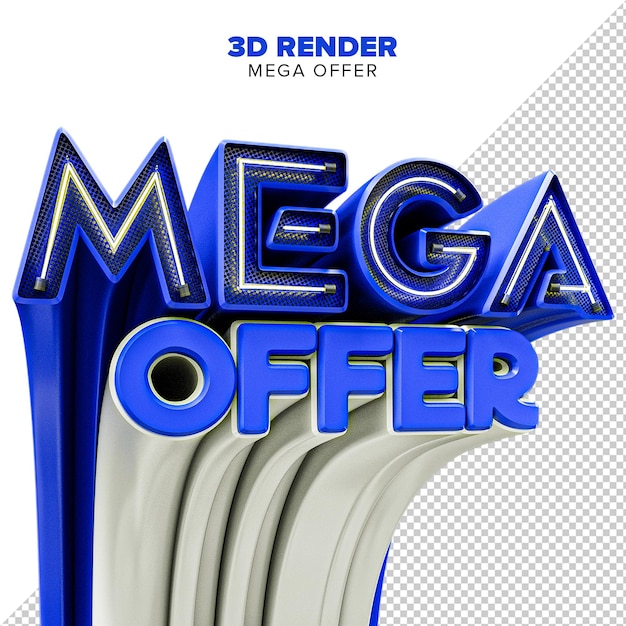 PSD Mega Offer 3D render stamp isolated in transparent background