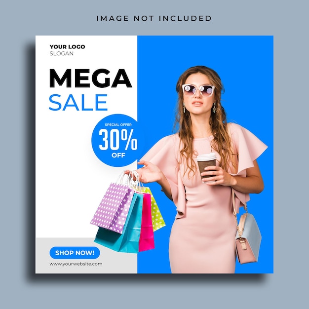 PSD Mega Sale banner badge social media Post Premium Design