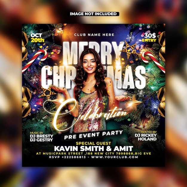 PSD Merry Christmas Party Flyer Template