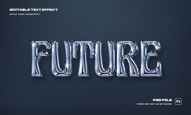 PSD Metalic Liquid Chrome Editable Text Effect