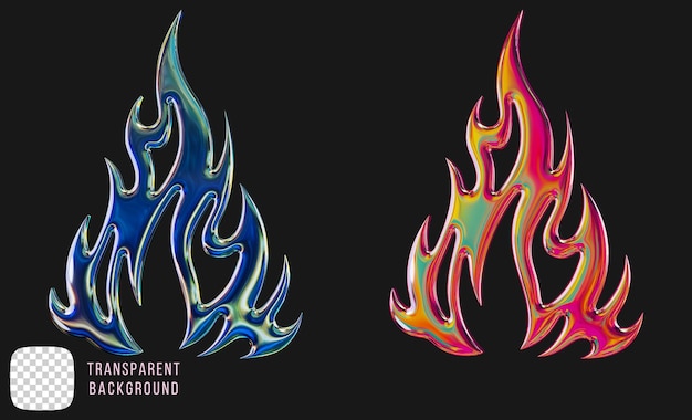 Psd metallic flame shape 3D rendering