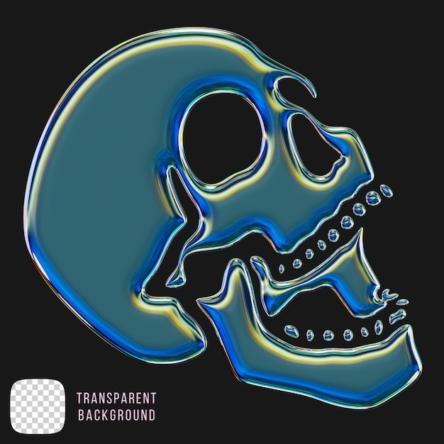 Psd metallic skull icon 3d rendering