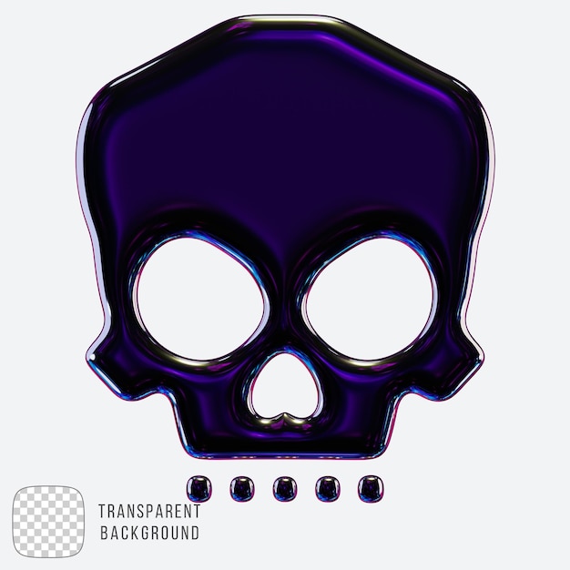 Psd metallic skull shape 3D rendering