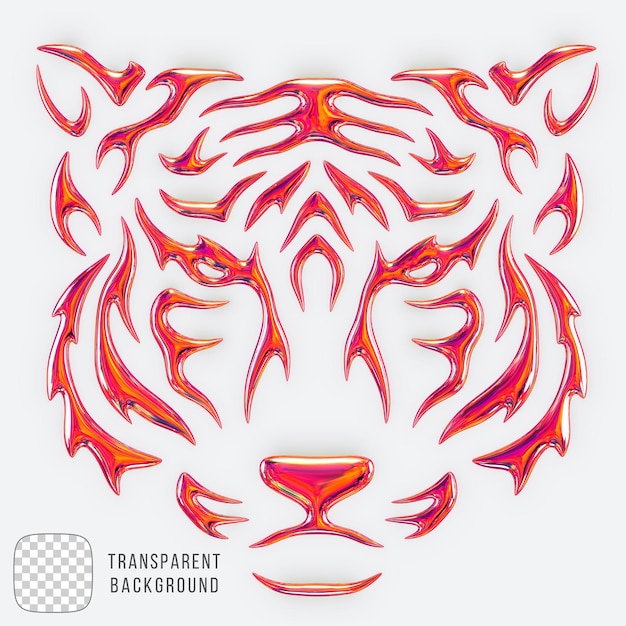 PSD psd metallic tiger shape 3d rendering