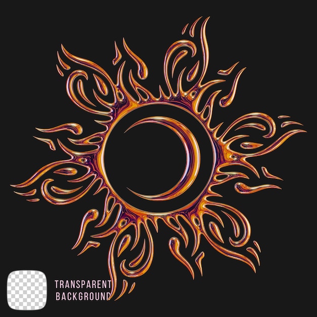 PSD psd metallic tribal sun shape 3d rendering