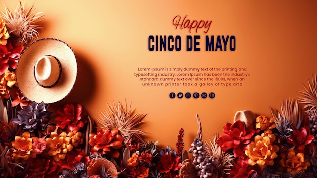 PSD psd mexican holiday cinco de mayo celebration lettering background and template design