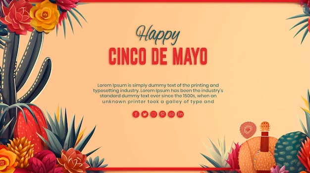 psd mexican holiday cinco de mayo celebration lettering background and template design