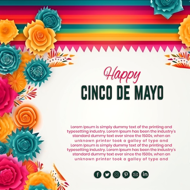 PSD psd mexican holiday cinco de mayo celebration lettering background and template design