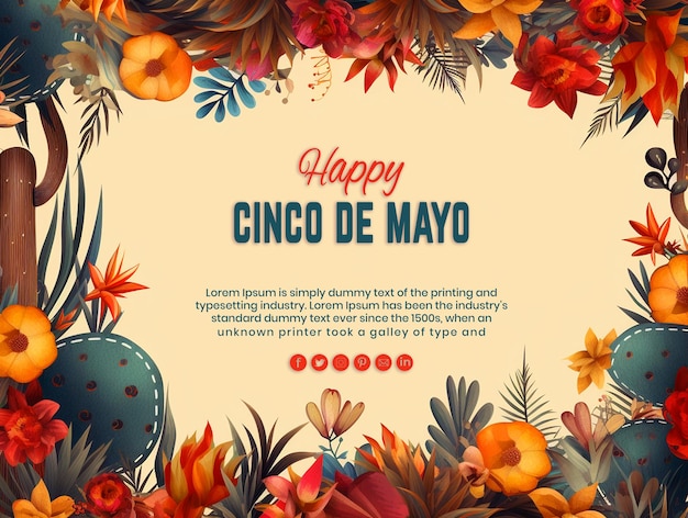 PSD psd mexican holiday cinco de mayo celebration lettering background and template design