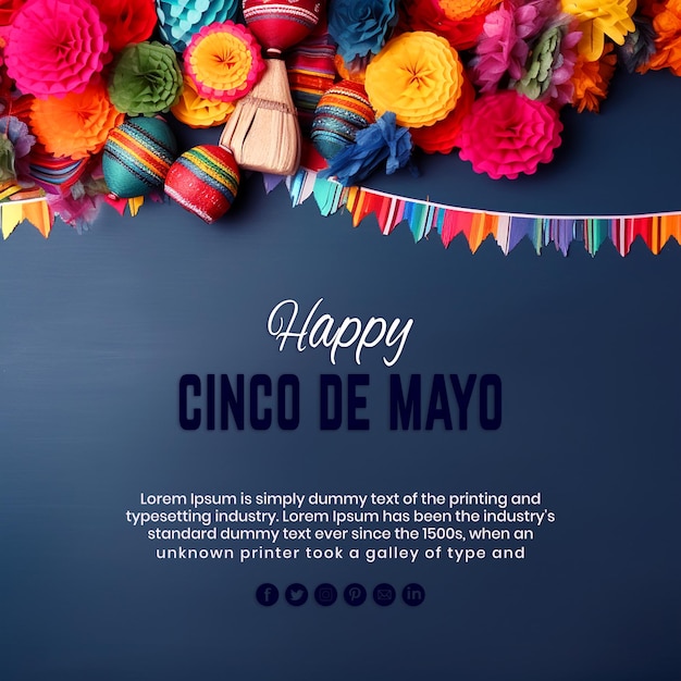 PSD psd mexican holiday cinco de mayo celebration lettering background and template design