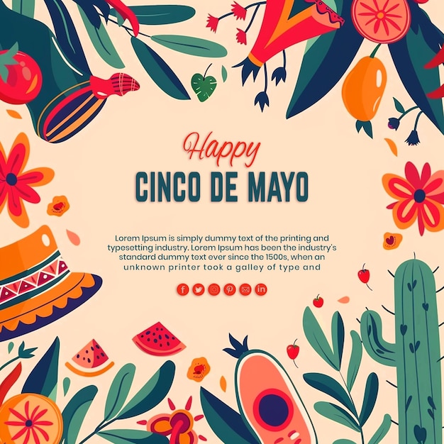 psd mexican holiday cinco de mayo celebration lettering background and template design