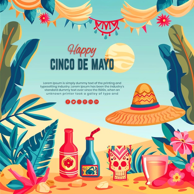 psd mexican holiday cinco de mayo celebration lettering background and template design