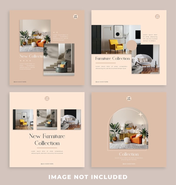 PSD minimalism furniture social media instagram post banner template collection 4