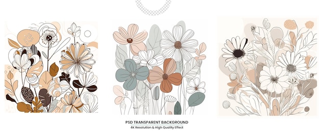 PSD Minimalistic flat flora design with harmonious color