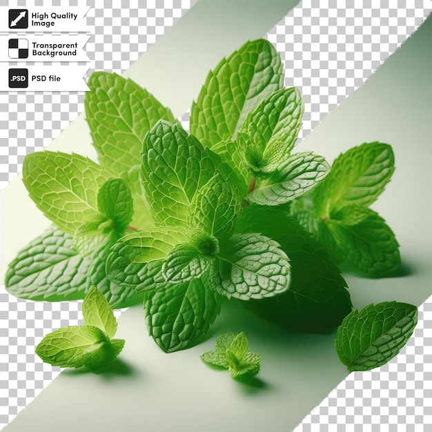 PSD mint leaves on transparent background