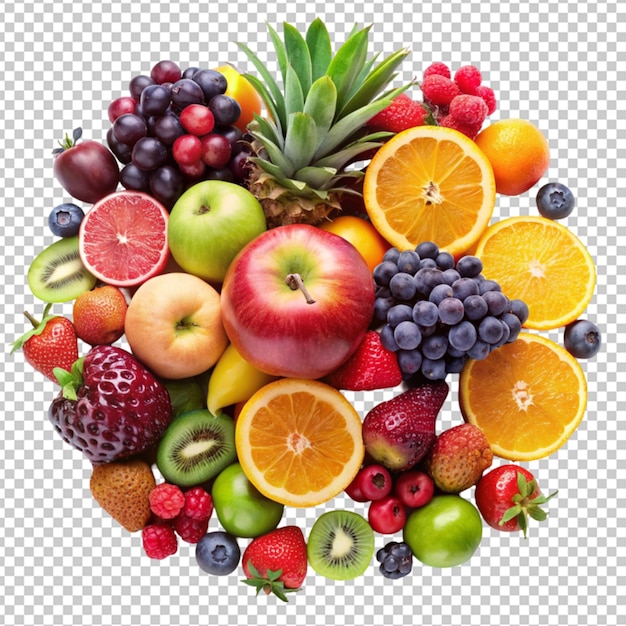 PSD of a mix fruits on transparent background