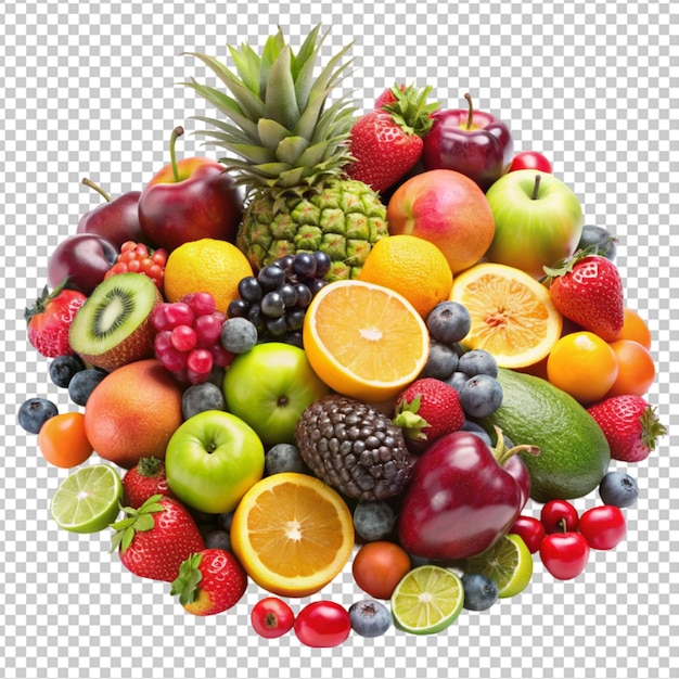 PSD of a mix fruits on transparent background