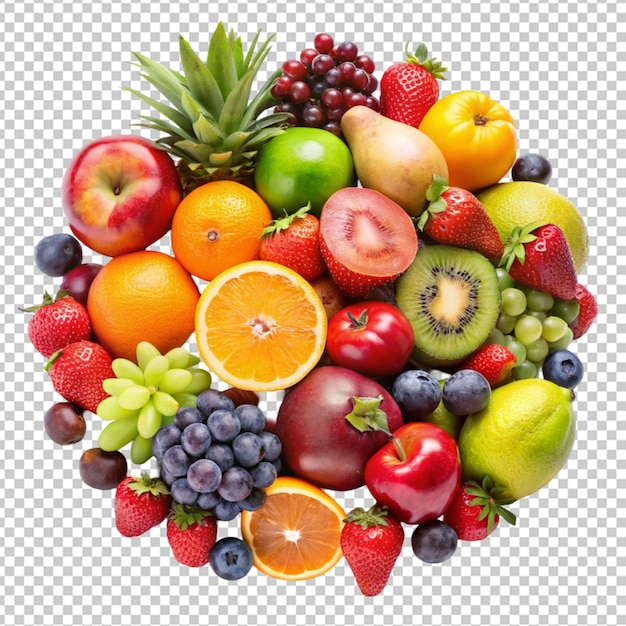 PSD of a mix fruits on transparent background