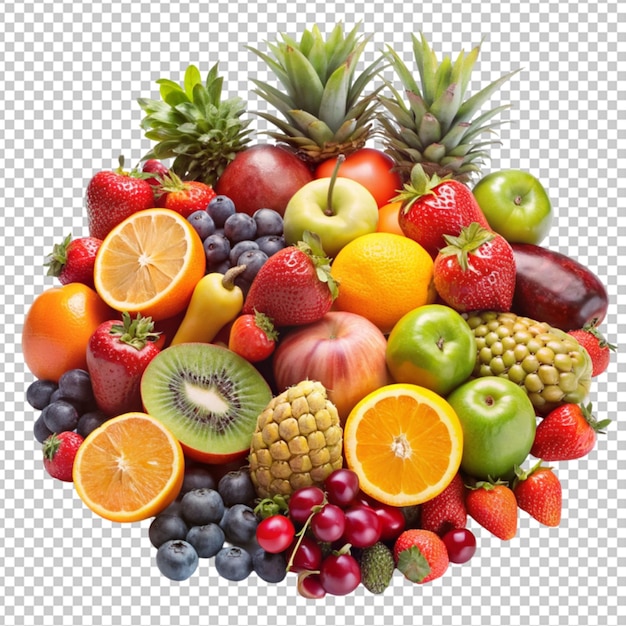 PSD of a mix fruits on transparent background