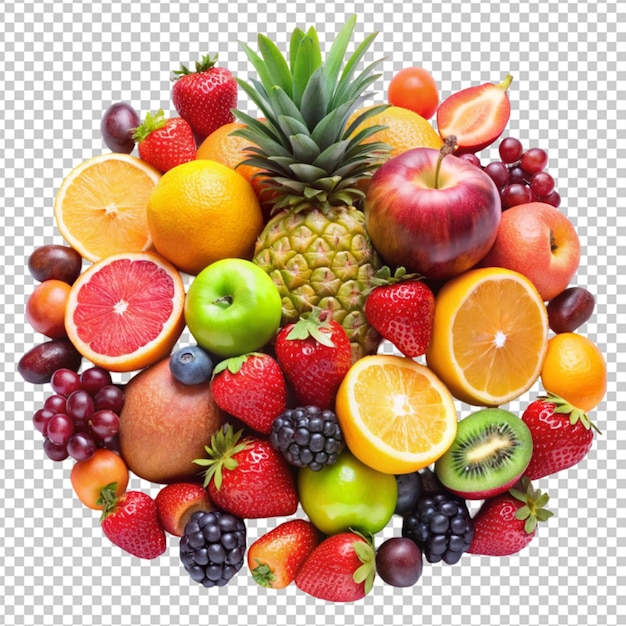 PSD of a mix fruits on transparent background