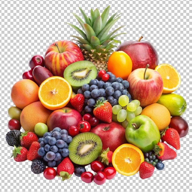 PSD of a mix fruits on transparent background