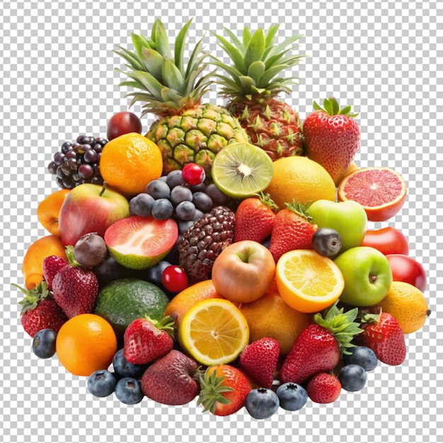 PSD of a mix fruits on transparent background