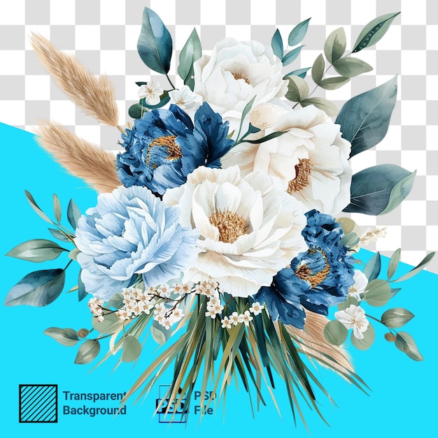 PSD Mixed flower bouquet isolated gifts and celebration concept