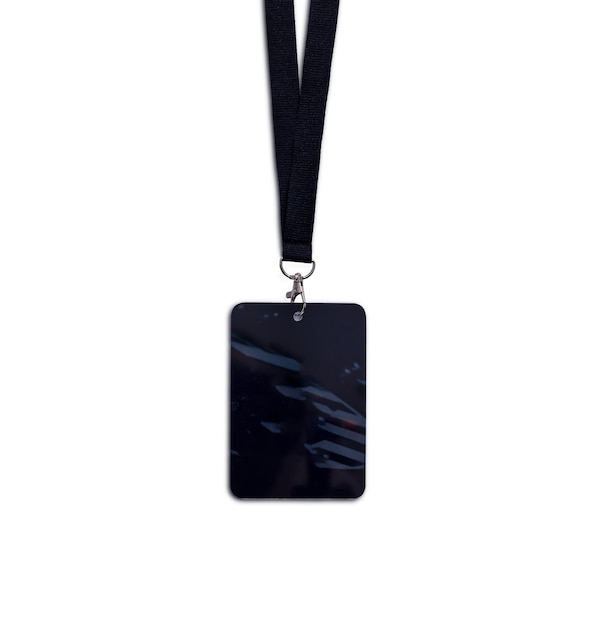 PSD mock-up of a vertical name badge holder, black