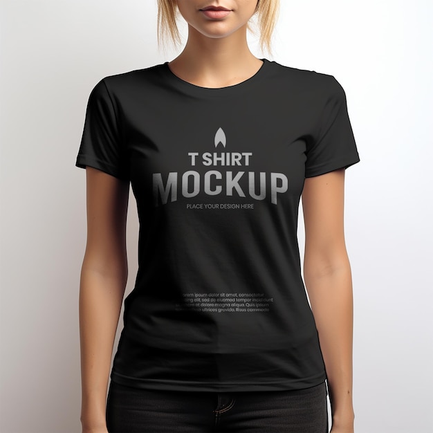 PSD mockup black tshirt oversize worn by women