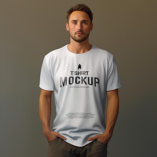 PSD mockup white oversize tshirt streetwear worn by man