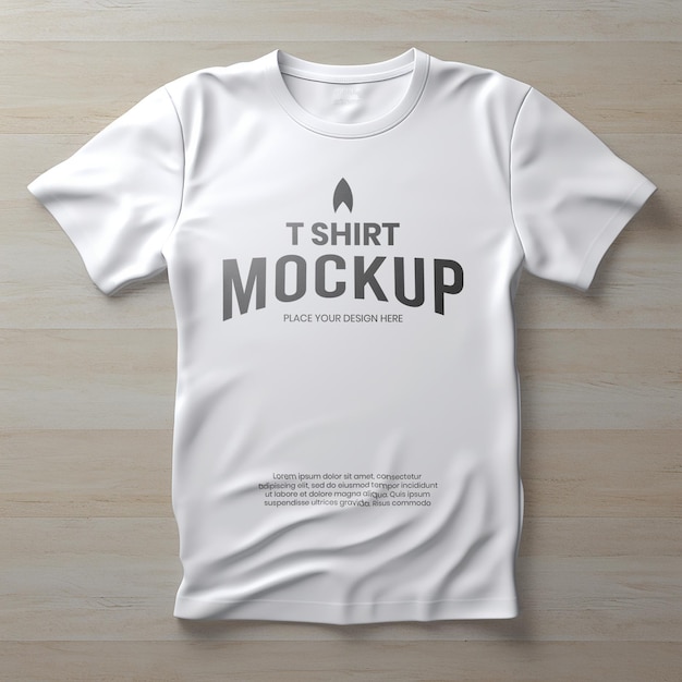 PSD mockup white tshirt on the table