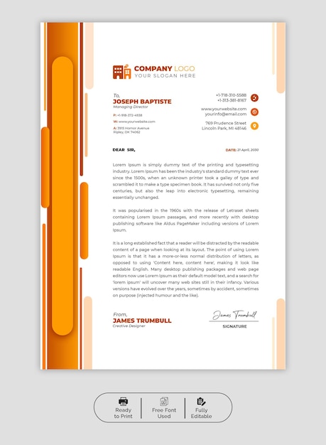 PSD modern business and corporate letterhead template