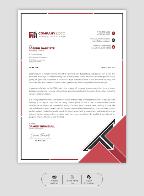 PSD modern business and corporate letterhead template